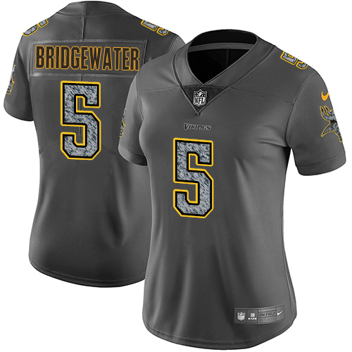 Nike Vikings #5 Teddy Bridgewater Gray Static Women's Stitched NFL Vapor Untouchable Limited Jersey