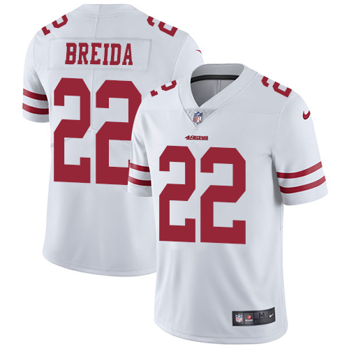 Nike 49ers #22 Matt Breida White Youth Stitched NFL Vapor Untouchable Limited Jersey - Click Image to Close