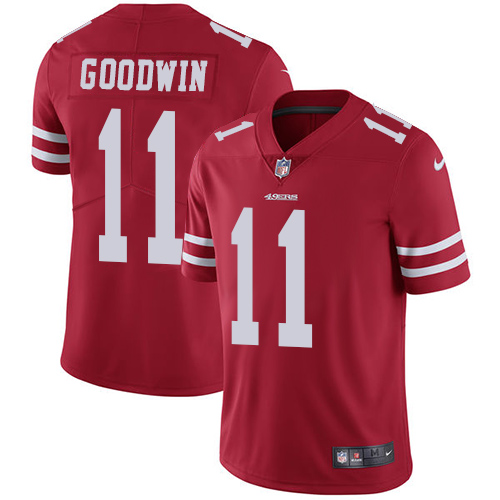 Nike 49ers #11 Marquise Goodwin Red Team Color Youth Stitched NFL Vapor Untouchable Limited Jersey - Click Image to Close