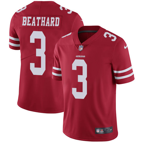 Nike 49ers #3 C.J. Beathard Red Team Color Youth Stitched NFL Vapor Untouchable Limited Jersey - Click Image to Close