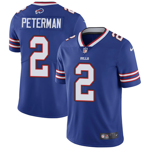 Nike Bills #2 Nathan Peterman Royal Blue Team Color Youth Stitched NFL Vapor Untouchable Limited Jer - Click Image to Close