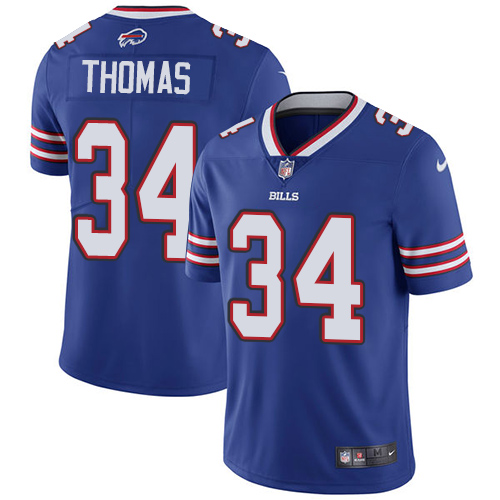 Nike Bills #34 Thurman Thomas Royal Blue Team Color Youth Stitched NFL Vapor Untouchable Limited Jer - Click Image to Close