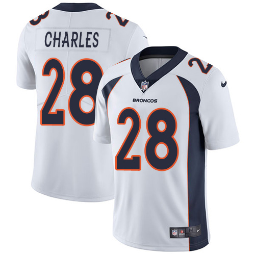 Nike Broncos #28 Jamaal Charles White Youth Stitched NFL Vapor Untouchable Limited Jersey - Click Image to Close