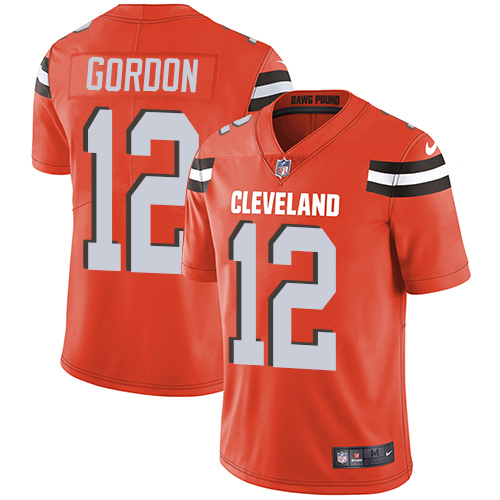 Nike Browns #12 Josh Gordon Orange Alternate Youth Stitched NFL Vapor Untouchable Limited Jersey - Click Image to Close
