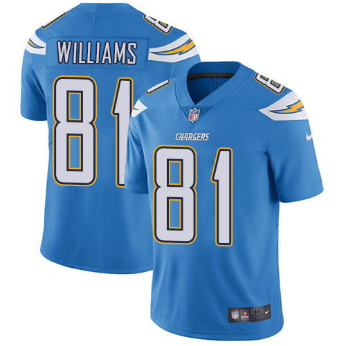 Nike Chargers #81 Mike Williams Electric Blue Alternate Youth Stitched NFL Vapor Untouchable Limited - Click Image to Close
