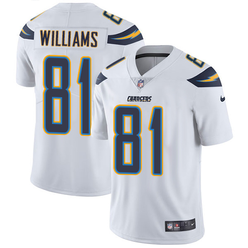 Nike Chargers #81 Mike Williams White Youth Stitched NFL Vapor Untouchable Limited Jersey - Click Image to Close