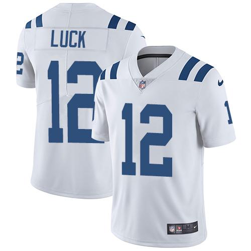 Nike Colts #12 Andrew Luck White Youth Stitched NFL Vapor Untouchable Limited Jersey - Click Image to Close