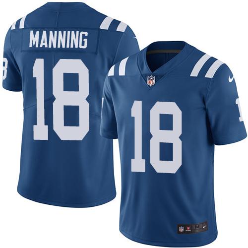 Nike Colts #18 Peyton Manning Royal Blue Team Color Youth Stitched NFL Vapor Untouchable Limited Jer - Click Image to Close