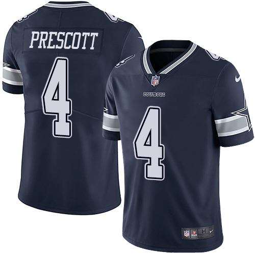 Nike Cowboys #4 Dak Prescott Navy Blue Team Color Youth Stitched NFL Vapor Untouchable Limited Jerse