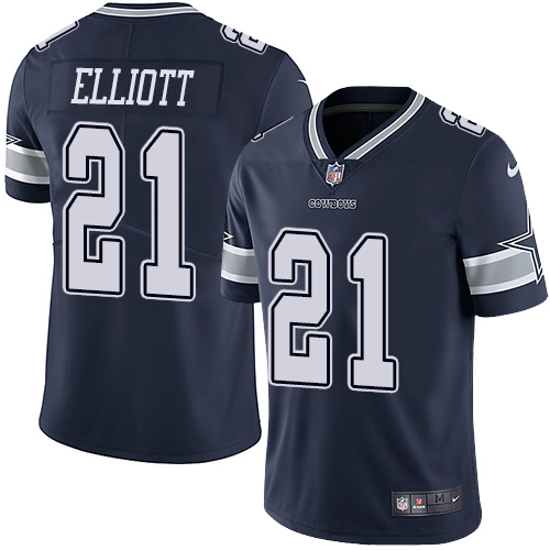 Nike Cowboys #21 Ezekiel Elliott Navy Blue Team Color Youth Stitched NFL Vapor Untouchable Limited J