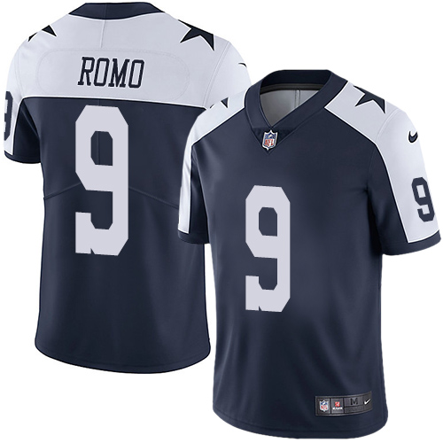 Nike Cowboys #9 Tony Romo Navy Blue Thanksgiving Youth Stitched NFL Vapor Untouchable Limited Throwb