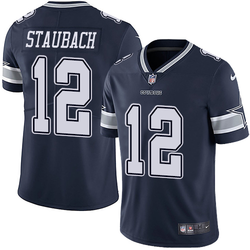Nike Cowboys #12 Roger Staubach Navy Blue Team Color Youth Stitched NFL Vapor Untouchable Limited Je - Click Image to Close