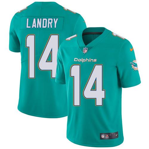 Nike Dolphins #14 Jarvis Landry Aqua Green Team Color Youth Stitched NFL Vapor Untouchable Limited J