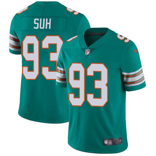 Nike Dolphins #93 Ndamukong Suh Aqua Green Alternate Youth Stitched NFL Vapor Untouchable Limited Je