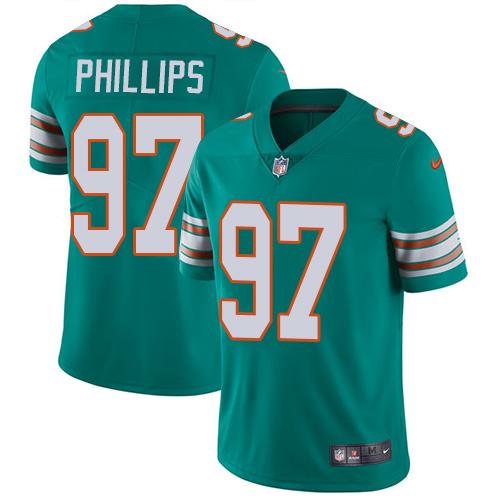 Nike Dolphins #97 Jordan Phillips Aqua Green Alternate Youth Stitched NFL Vapor Untouchable Limited