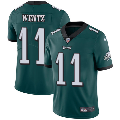 Nike Eagles #11 Carson Wentz Midnight Green Team Color Youth Stitched NFL Vapor Untouchable Limited - Click Image to Close