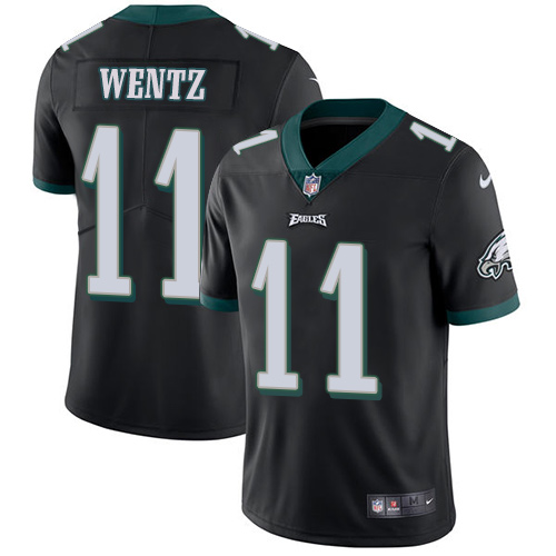 Nike Eagles #11 Carson Wentz Black Alternate Youth Stitched NFL Vapor Untouchable Limited Jersey - Click Image to Close