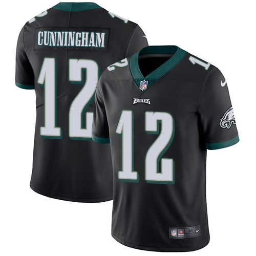 Nike Eagles #12 Randall Cunningham Black Alternate Youth Stitched NFL Vapor Untouchable Limited Jers - Click Image to Close