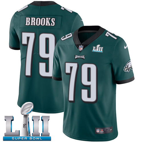 Nike Eagles #79 Brandon Brooks Midnight Green Team Color Super Bowl LII Youth Stitched NFL Vapor Unt