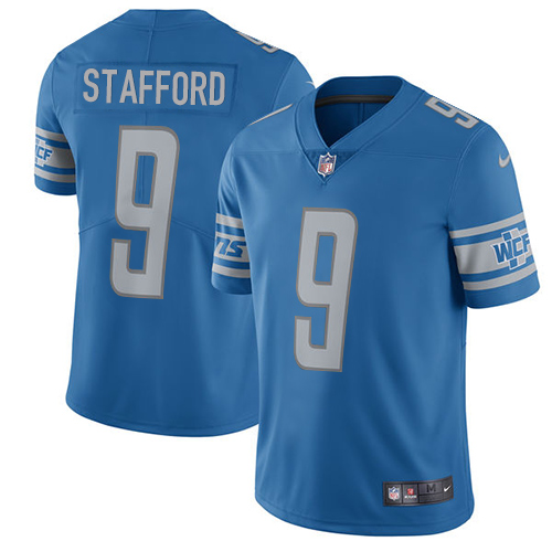 Nike Lions #9 Matthew Stafford Light Blue Team Color Youth Stitched NFL Vapor Untouchable Limited Je - Click Image to Close
