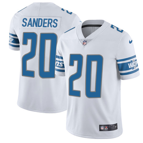 Nike Lions #20 Barry Sanders White Youth Stitched NFL Vapor Untouchable Limited Jersey - Click Image to Close