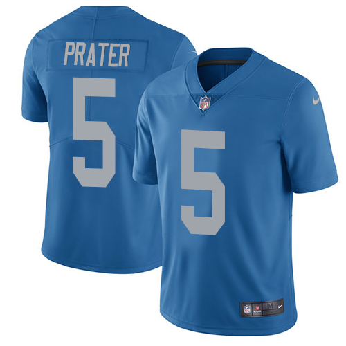 Nike Lions #5 Matt Prater Blue Throwback Youth Stitched NFL Vapor Untouchable Limited Jersey - Click Image to Close