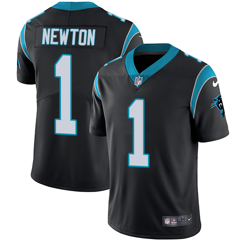 Nike Panthers #1 Cam Newton Black Team Color Youth Stitched NFL Vapor Untouchable Limited Jersey - Click Image to Close
