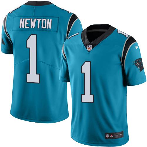 Nike Panthers #1 Cam Newton Blue Alternate Youth Stitched NFL Vapor Untouchable Limited Jersey - Click Image to Close