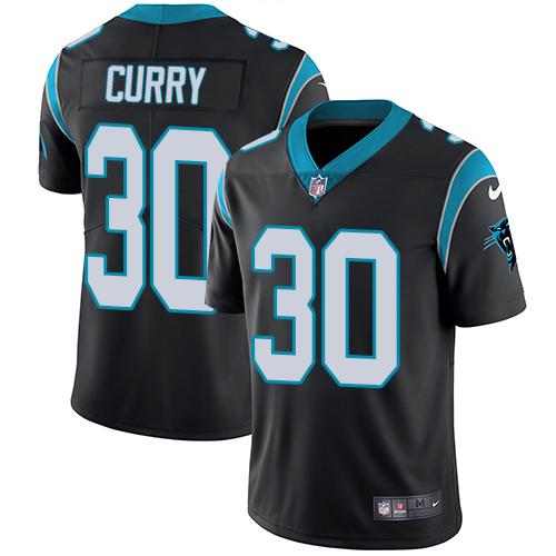 Nike Panthers #30 Stephen Curry Black Team Color Youth Stitched NFL Vapor Untouchable Limited Jersey - Click Image to Close