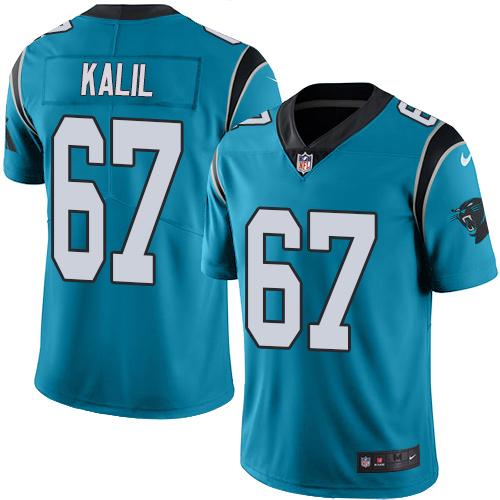Nike Panthers #67 Ryan Kalil Blue Alternate Youth Stitched NFL Vapor Untouchable Limited Jersey