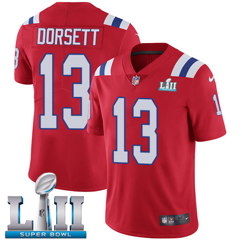 Nike Patriots #13 Phillip Dorsett Red Alternate Super Bowl LII Youth Stitched NFL Vapor Untouchable - Click Image to Close