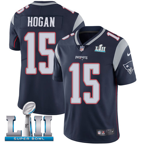 Nike Patriots #15 Chris Hogan Navy Blue Team Color Super Bowl LII Youth Stitched NFL Vapor Untouchab