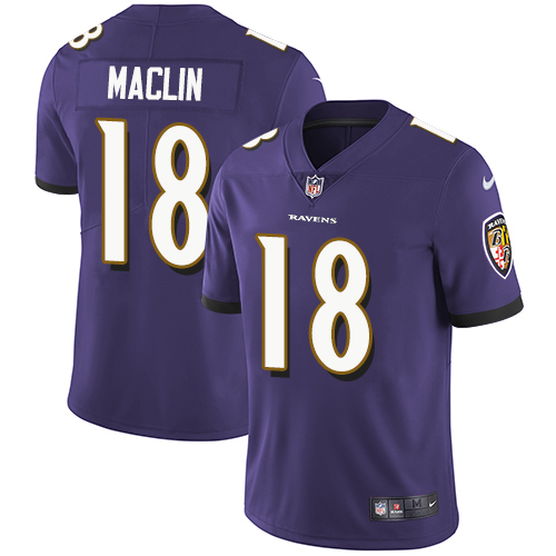 Nike Ravens #18 Jeremy Maclin Purple Team Color Youth Stitched NFL Vapor Untouchable Limited Jersey - Click Image to Close