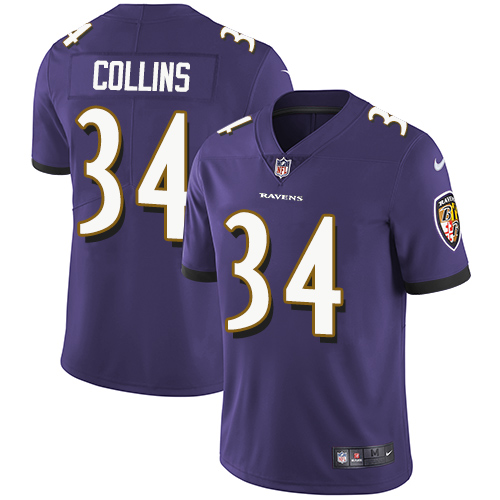 Nike Ravens #34 Alex Collins Purple Team Color Youth Stitched NFL Vapor Untouchable Limited Jersey - Click Image to Close
