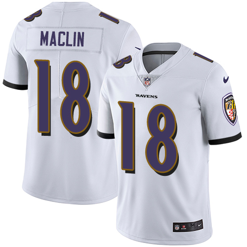 Nike Ravens #18 Jeremy Maclin White Youth Stitched NFL Vapor Untouchable Limited Jersey - Click Image to Close