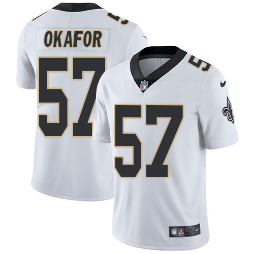 Nike Saints #57 Alex Okafor White Youth Stitched NFL Vapor Untouchable Limited Jersey - Click Image to Close