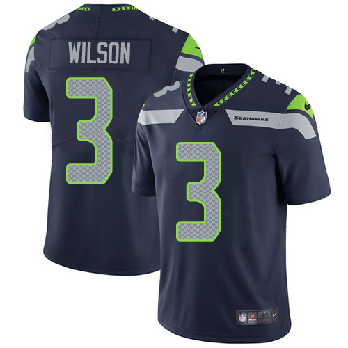 Nike Seahawks #3 Russell Wilson Steel Blue Team Color Youth Stitched NFL Vapor Untouchable Limited J - Click Image to Close