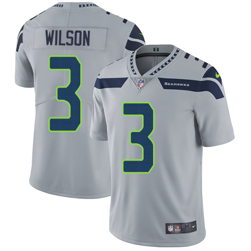 Nike Seahawks #3 Russell Wilson Grey Alternate Youth Stitched NFL Vapor Untouchable Limited Jersey