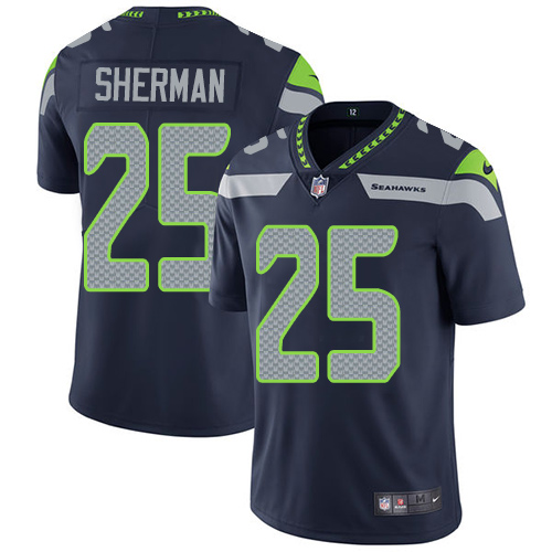 Nike Seahawks #25 Richard Sherman Steel Blue Team Color Youth Stitched NFL Vapor Untouchable Limited