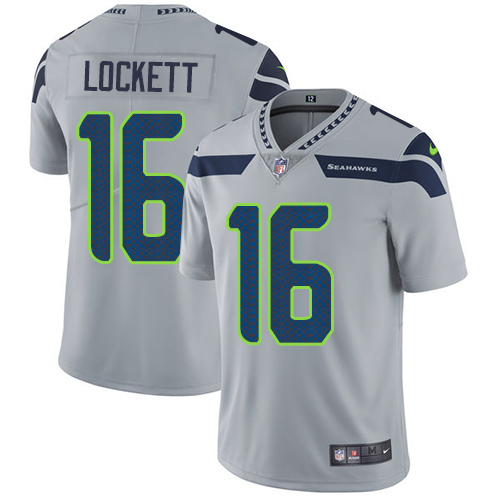 Nike Seahawks #16 Tyler Lockett Grey Alternate Youth Stitched NFL Vapor Untouchable Limited Jersey - Click Image to Close