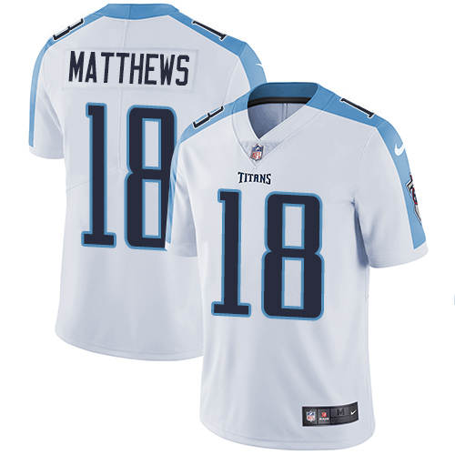 Nike Titans #18 Rishard Matthews White Youth Stitched NFL Vapor Untouchable Limited Jersey - Click Image to Close