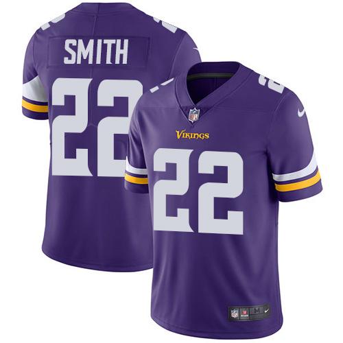 Nike Vikings #22 Harrison Smith Purple Team Color Youth Stitched NFL Vapor Untouchable Limited Jerse - Click Image to Close