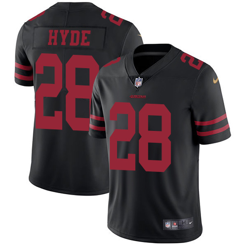 Nike 49ers #28 Carlos Hyde Black Alternate Men's Stitched NFL Vapor Untouchable Limited Jersey