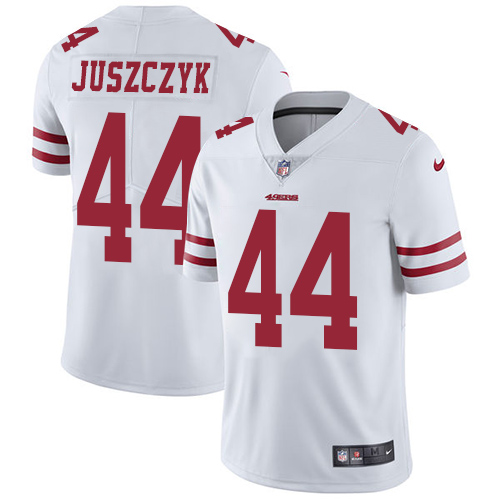 Nike 49ers #44 Kyle Juszczyk White Men's Stitched NFL Vapor Untouchable Limited Jersey - Click Image to Close