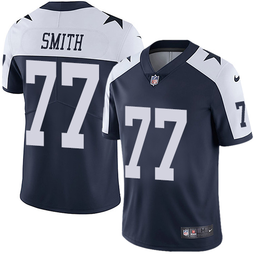 Nike Cowboys #77 Tyron Smith Navy Blue Thanksgiving Men's Stitched NFL Vapor Untouchable Limited Thr