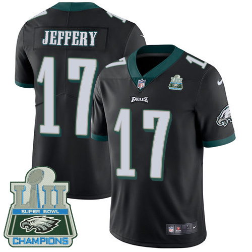 Nike Eagles #17 Alshon Jeffery Black Alternate Super Bowl LII Champions Men's Stitched NFL Vapor Unt