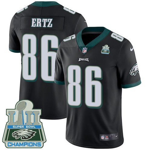 Nike Eagles #86 Zach Ertz Black Alternate Super Bowl LII Champions Men's Stitched NFL Vapor Untoucha
