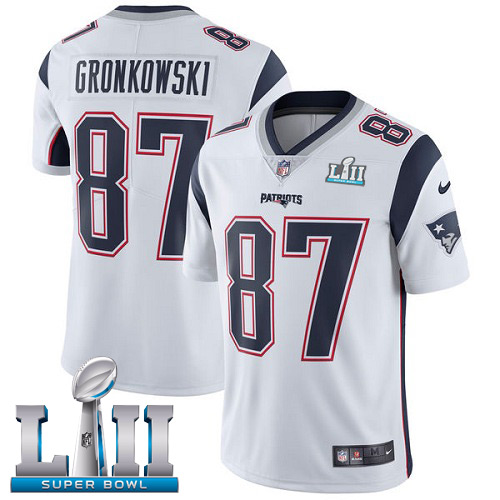 Nike Patriots #87 Rob Gronkowski White Super Bowl LII Men's Stitched NFL Vapor Untouchable Limited J