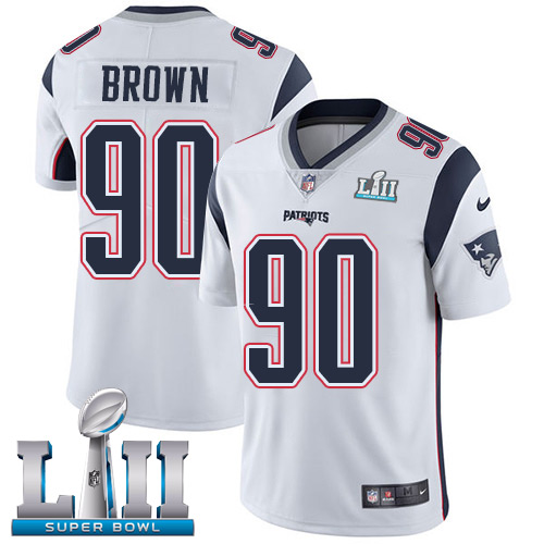Nike Patriots #90 Malcom Brown White Super Bowl LII Men's Stitched NFL Vapor Untouchable Limited Jer