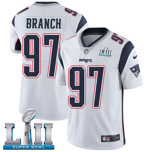 Nike Patriots #97 Alan Branch White Super Bowl LII Men's Stitched NFL Vapor Untouchable Limited Jers